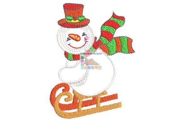 A Playful Snowman Sled Skiing Design for Cherished Holiday Gifts