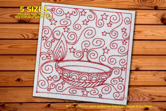 A Professional Design Review: Decorative Diwali Candle Redwork
