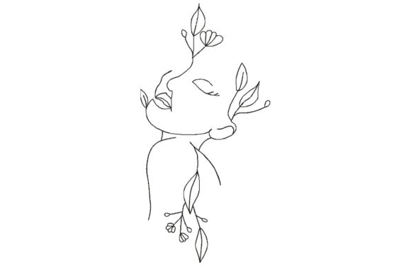 Beautiful Woman Flower Embroidery for Business Branding