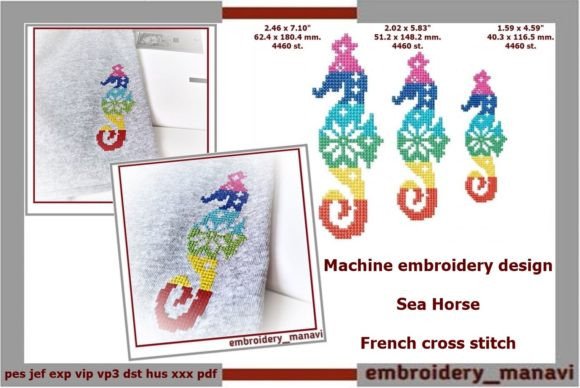 Creative Seaside Holiday Embroidery with Sea Horse French Cross Stitch