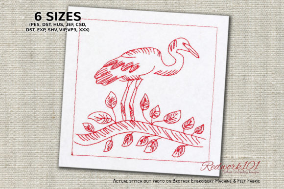 Embroidery Review: The Great Egret Sitting on Branch Design