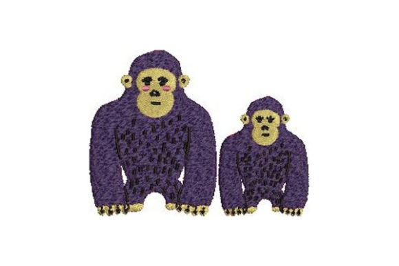 Mom and Baby Gorillas: A Heartwarming Holiday Embroidery Design