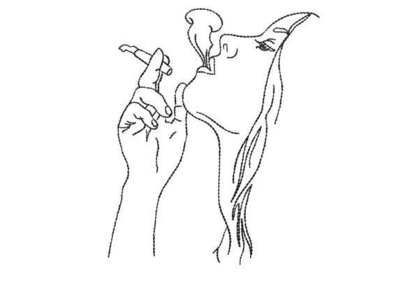 Reviewing the Woman Smoking Minimalist Sketch Design